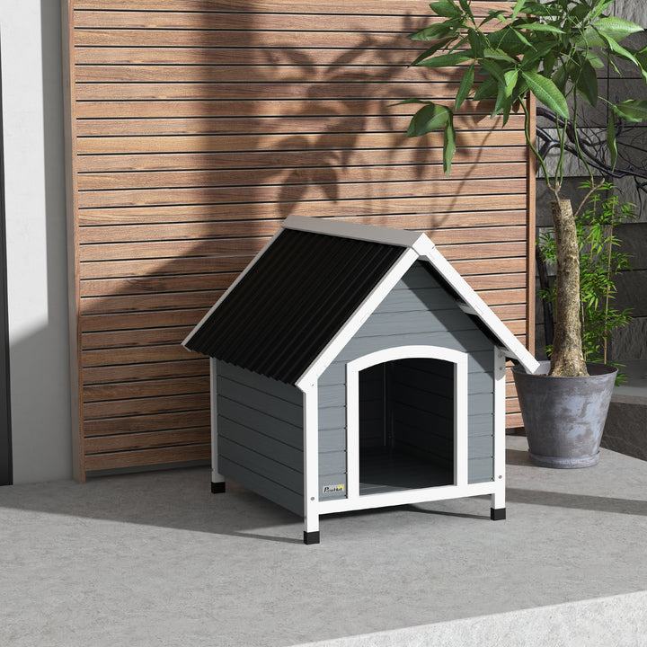 PawHut Outdoor Dog Kennel Wooden Dog House w/ Removable Floor, Anti-Corrosion Wood, for Medium Dogs, 75W x 88D x 82Hcm | Aosom UK