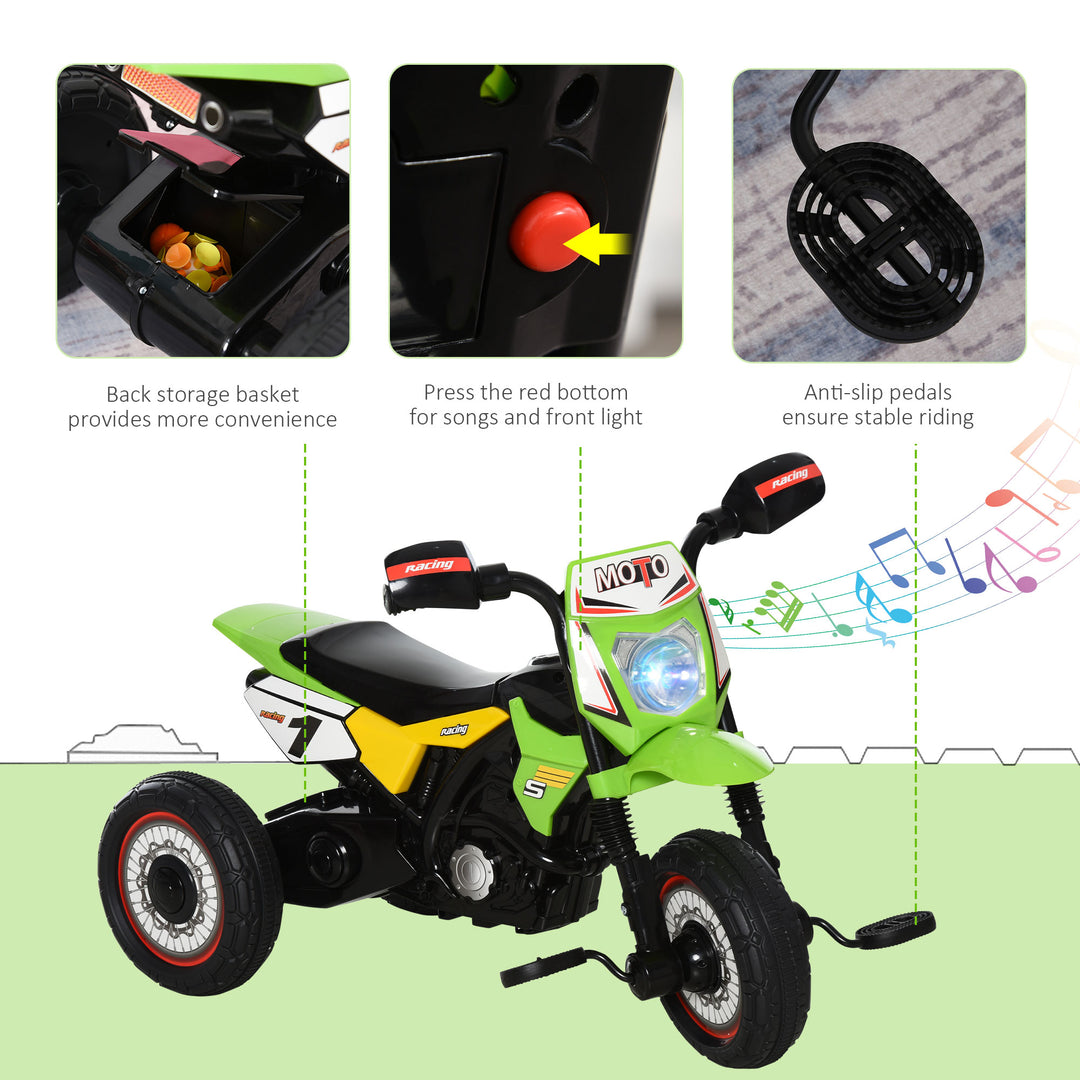 MCL Toddler Pedal Motorcycle Kids Ride On Tricycle Early Learning w/ Music Lights Handlebar Stickers Exercise Boys Girls Gift for Kids 18 - 36 Months Green