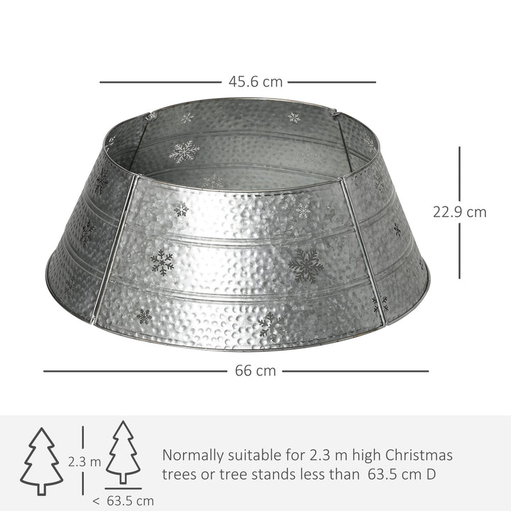 HOMCOM 66cm Christmas Tree Base Cover, Christmas Tree Collar with Hollow Snowflake Pattern for Holiday, Party, Silver