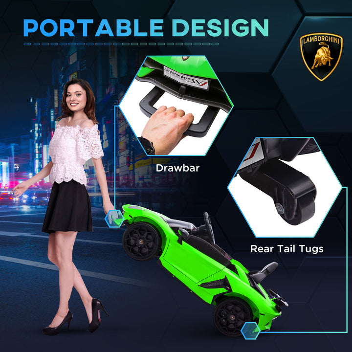 Lamborghini Licensed 12V kids Electric Car w/ Butterfly Doors, Remote, Music, Horn, Suspension - Green
