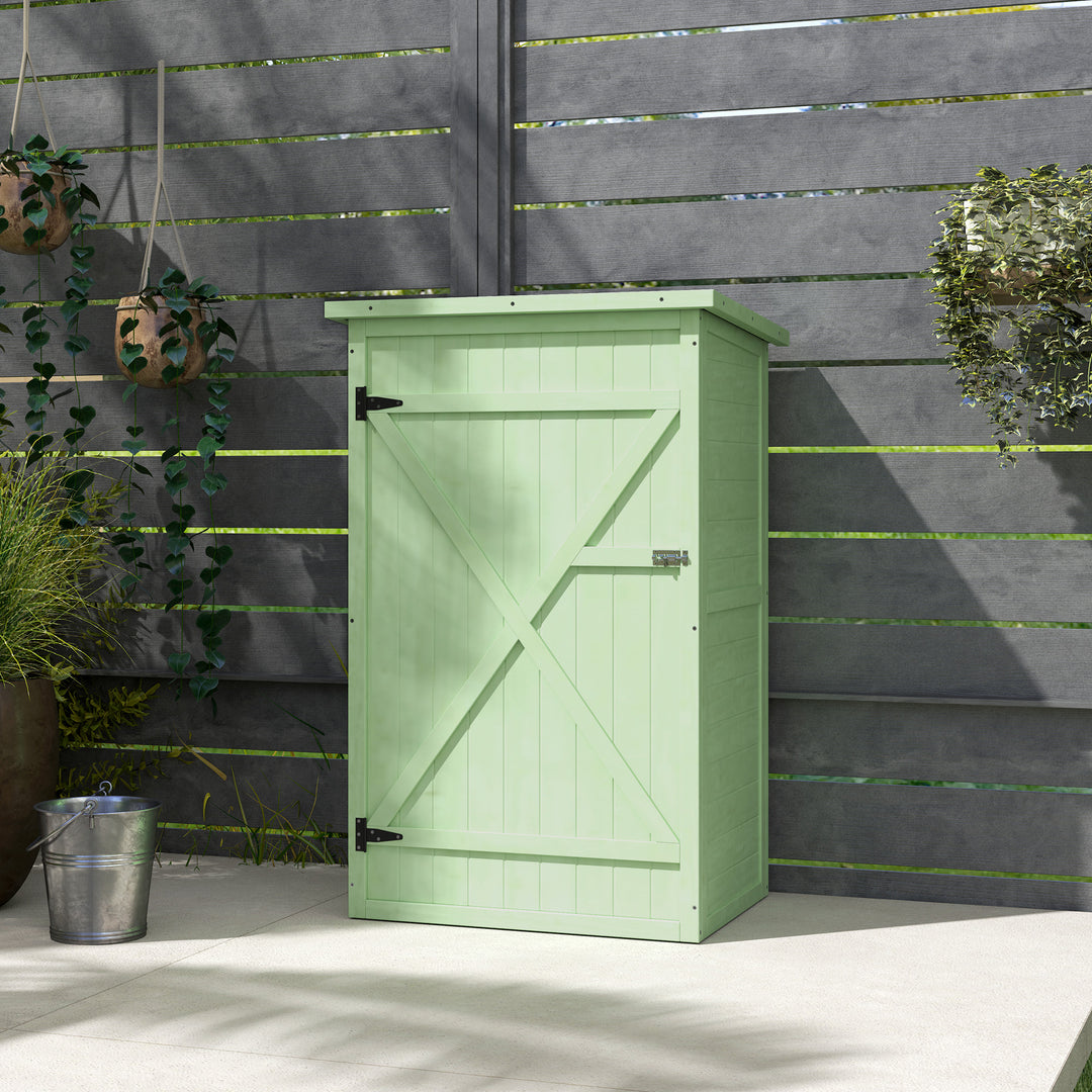 Wooden Small Shed, Garden Storage Shed with Shelves and Bolt Latch, 75L x 56W x115H cm, Green