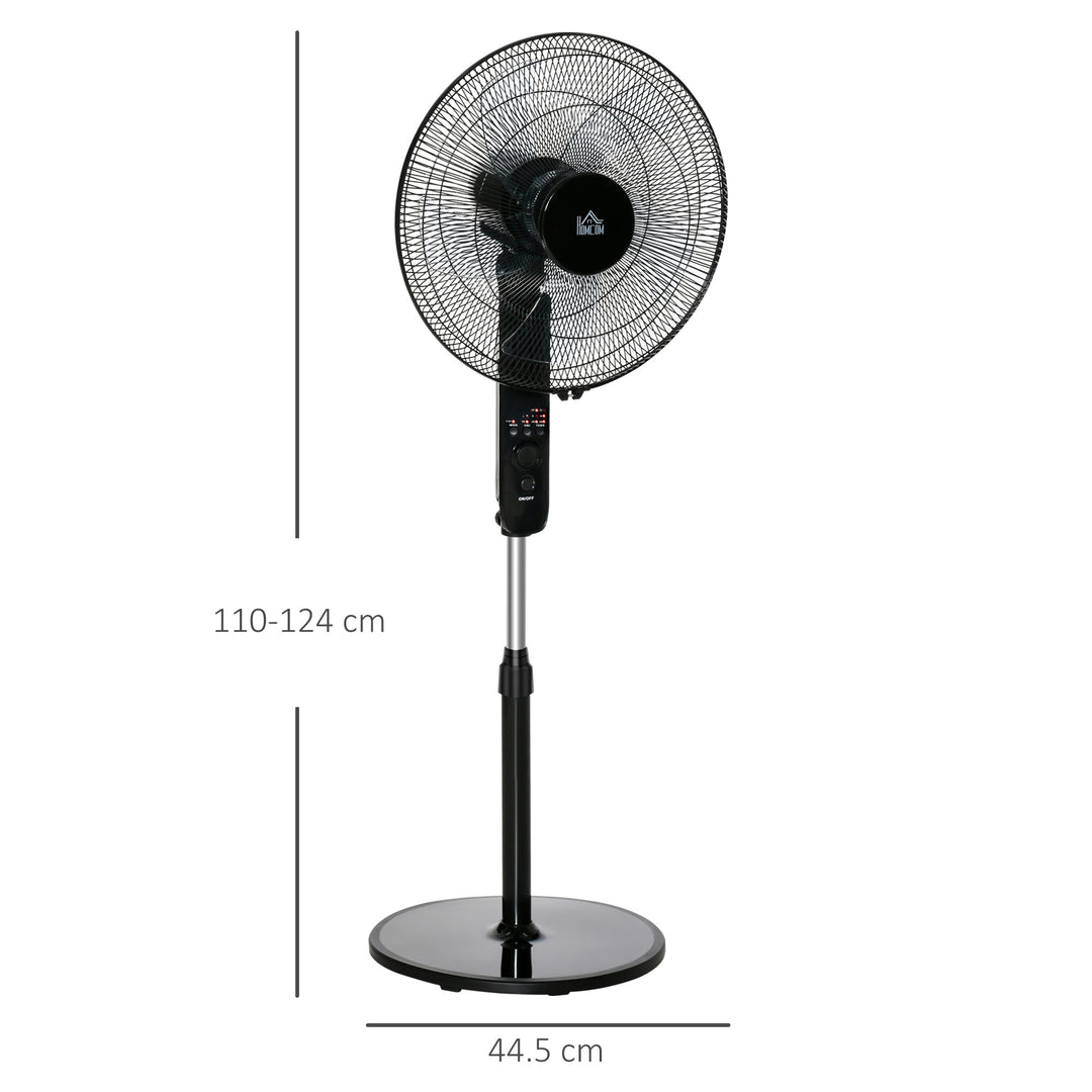 18" Pedestal Fan, Oscillating Standing Fan with Remote Control, Floor Fan with Adjustable Height, 3 Speed, 7.5-Hour Timer, Black