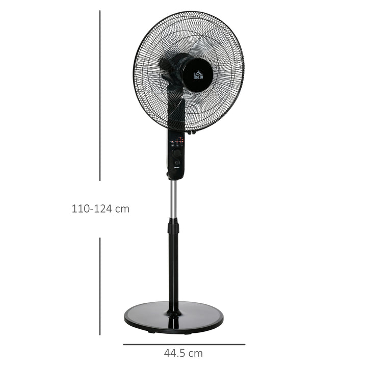 18" Pedestal Fan, Oscillating Standing Fan with Remote Control, Floor Fan with Adjustable Height, 3 Speed, 7.5-Hour Timer, Black