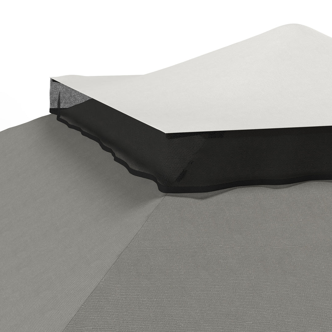 Pop Up Canopy Tent with Double Roof, Zipped Mesh Sidewalls, Carrying Bag, Height Adjustable for Patio Garden, Dark Grey
