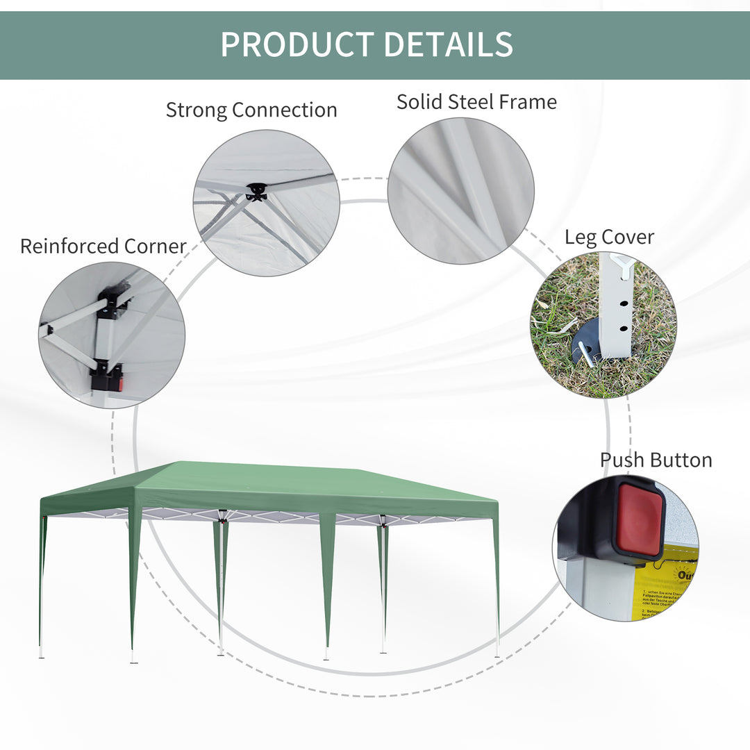 Outsunny Pop Up Gazebo with Double Roof, Foldable Wedding Canopy Tent with Carrying Bag, 6 m x 3 m x 2.65 m, Green