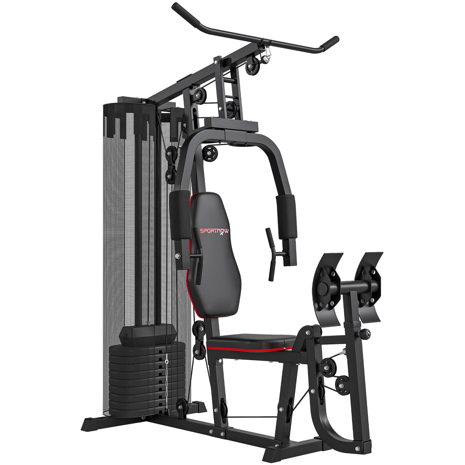 SPORTNOW Weights Machine, Multi Gym with 45kg Weight Stack, Compact Home Gym Leg Press Machine for Full Body Training
