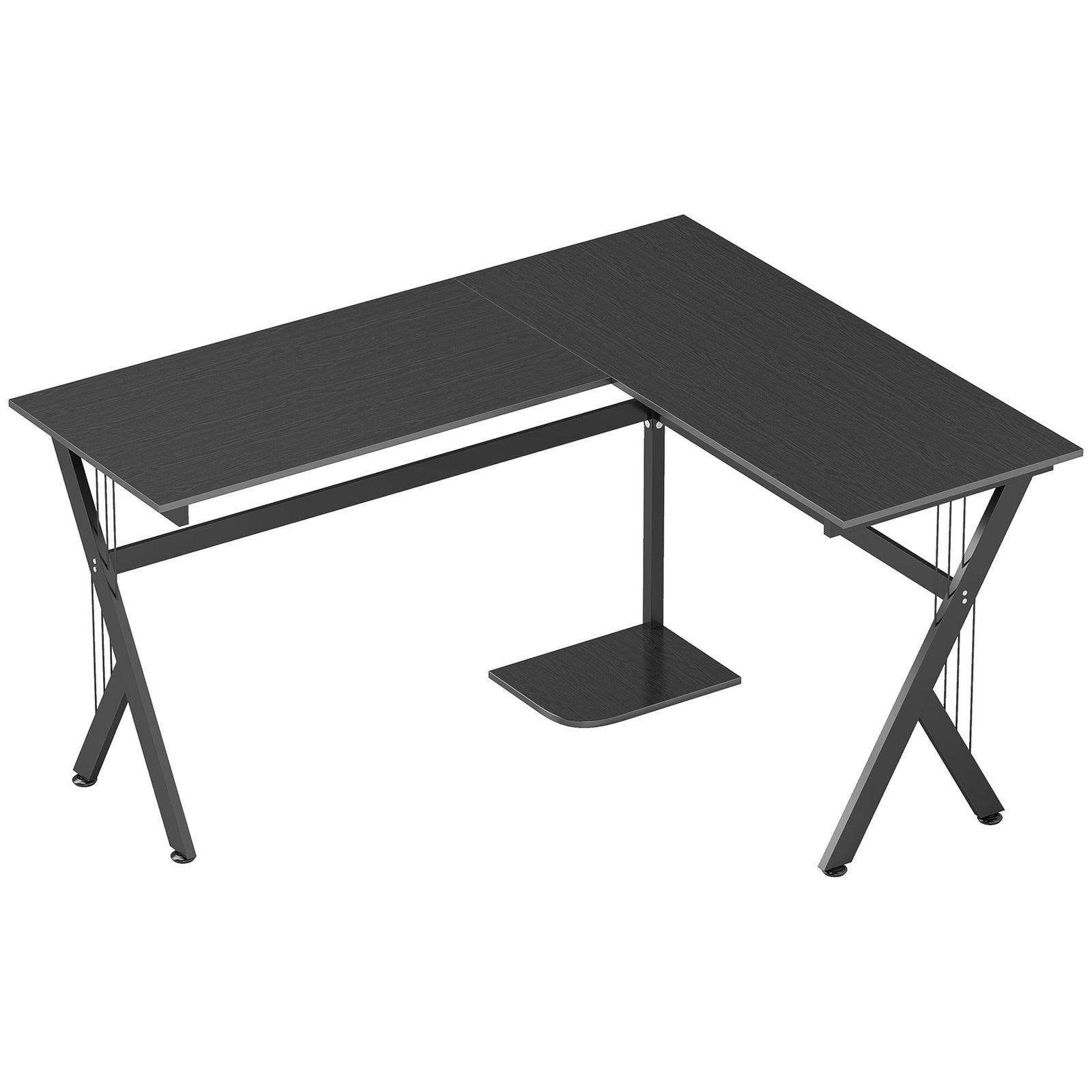 L Shaped Gaming Desk, 155 x 130cm Corner Computer Desk with CPU Stand for Home Office, Study Workstation, Black