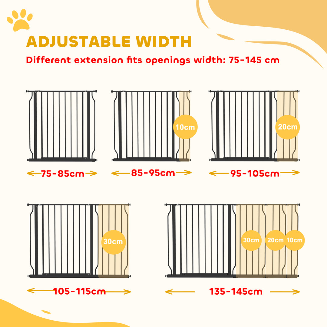 Extra Wide Dog Safety Gate, with Door Pressure, for Doorways, Hallways, Staircases - Black