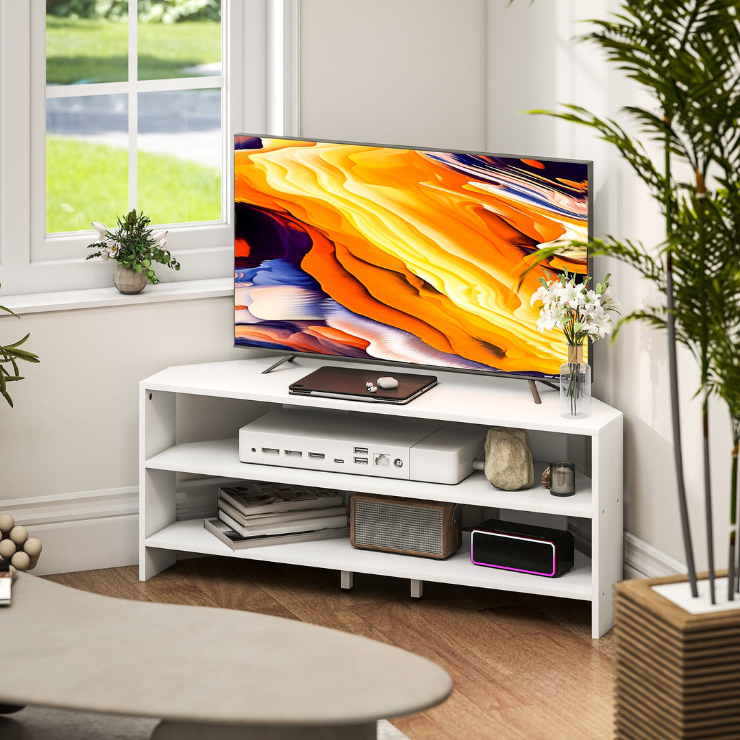 Corner TV Stand with 2 Open Shelves for 47 Inch TV