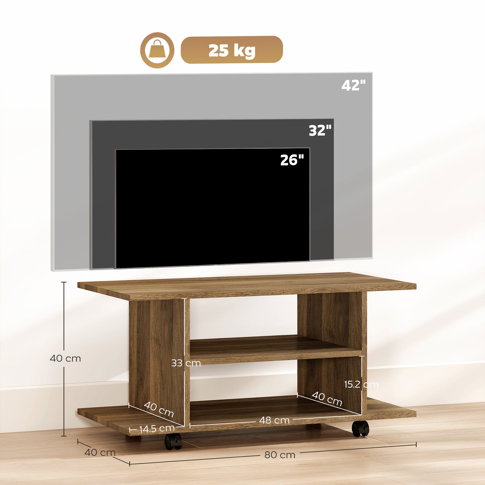Modern TV Cabinet Stand Storage Shelves Table Mobile Bedroom Furniture