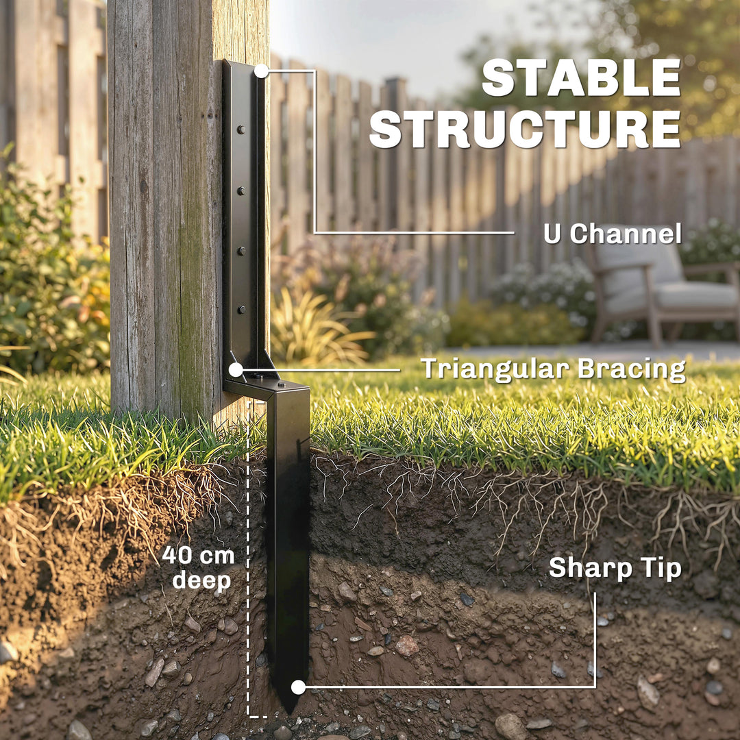 2 Pack Fence Post Repair Kit, 81 cm Metal Fence Post Support with Dril