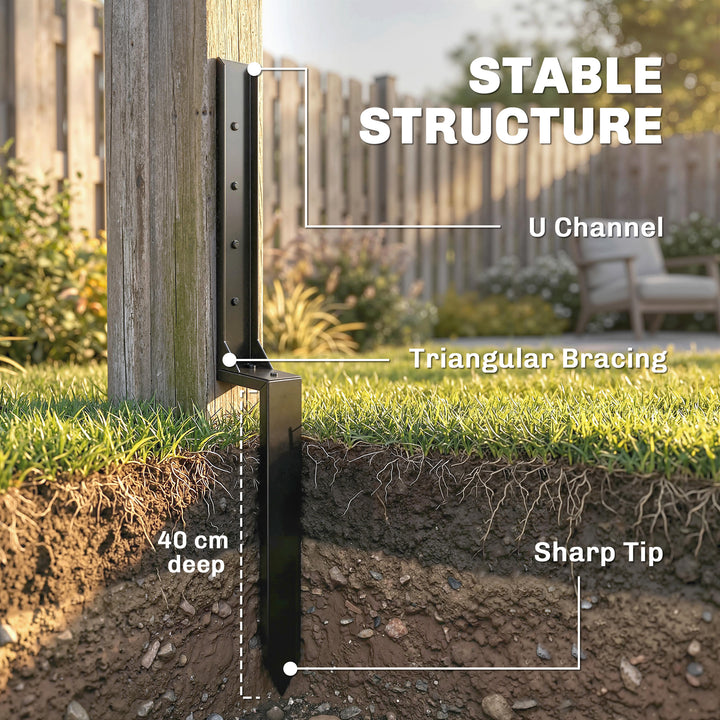 2 Pack Fence Post Repair Kit, 81 cm Metal Fence Post Support with Dril