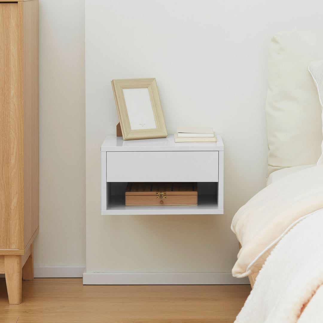 HOMCOM 2 Pieces White Bedside Cabinets w/ Slide-out Drawers and Bottom Shelves, 37W x 32D x 21Hcm | Aosom UK