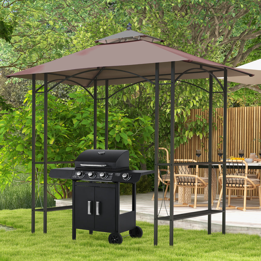MCL 2.5 x 1.5m BBQ Tent Canopy Patio Outdoor Awning Gazebo Party Sun Shelter - Coffee