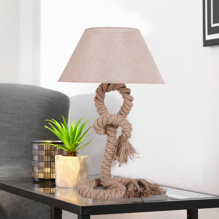 MCL Table Lamp Bedside Light Indispensable Nautical Twisted Rope Glow E27 Bedroom Living Room Beige