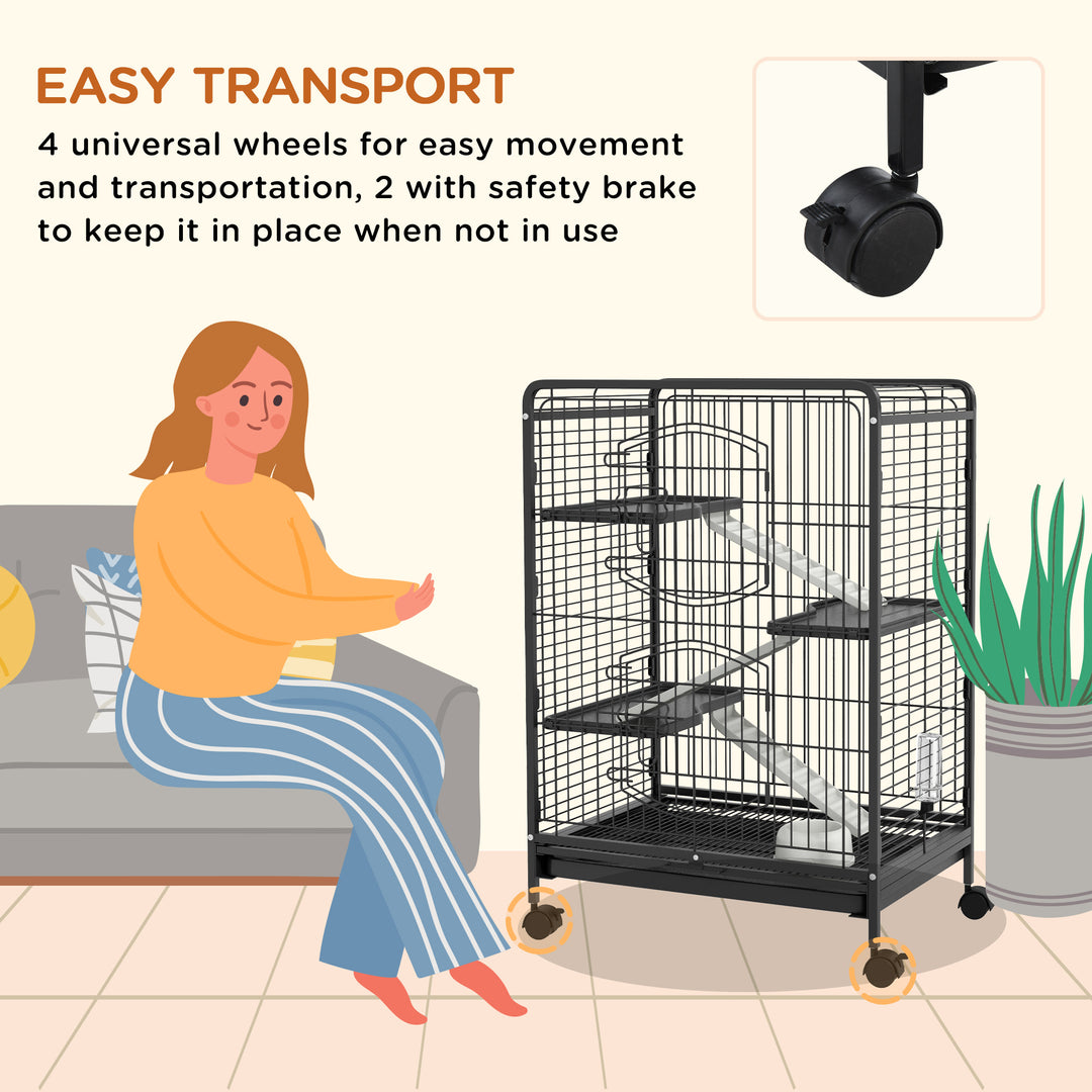 4 Levels Removable Small Animal Cage, 95cm - Black - view 5