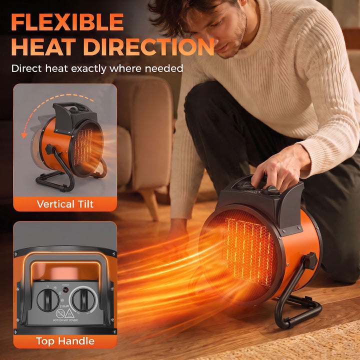 Industrial Fan Heater 2800W with Tilting, Electric Ceramic Space - view 6