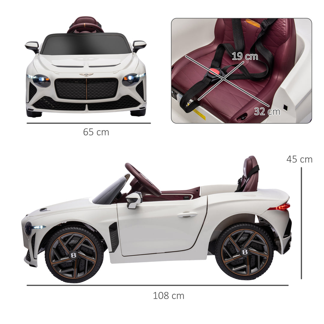 Bentley Bacalar Licensed 12V Kids Electric Car, with Remote Control, White