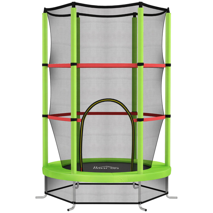 Kids Trampoline, with Enclosure Net, Steel Frame, for Ages 3-6 Years - Green