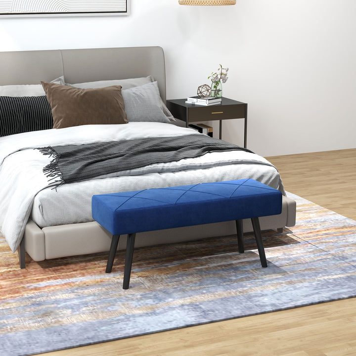 End of Bed Bench with X-Shape Design and Steel Legs, Upholstered Hallway Bench for Bedroom