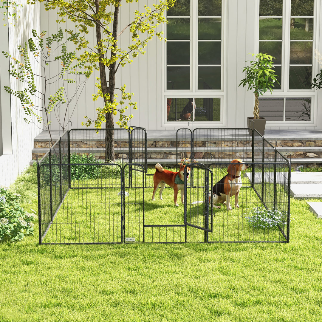 12 Panels Heavy Duty Puppy Playpen, for Small Dogs, Indoor and Outdoor Use - Silver