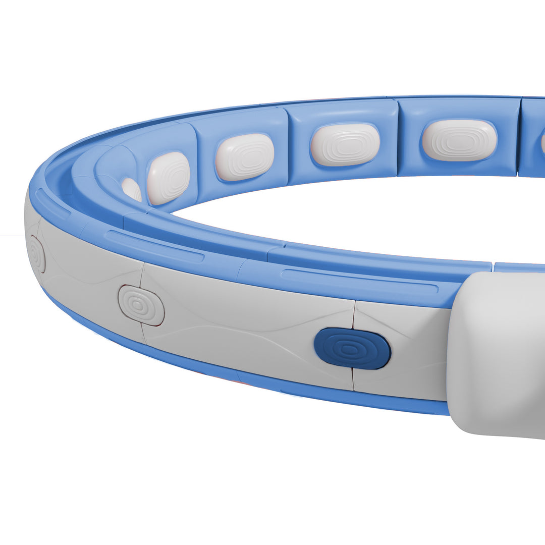 SPORTNOW Smart Weighted Hula Hoop, Massage Hula Ring w/ 16 Detachable Knots, 360° Auto-Rotating Ball, Digital Counter Light Blue