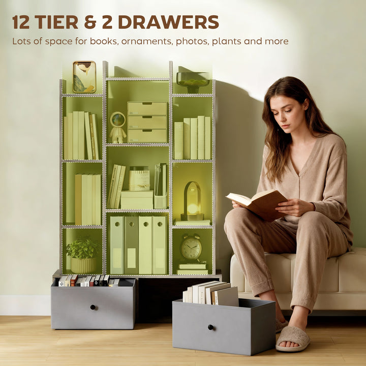 12 Shelf Storage Unit, with Drawers