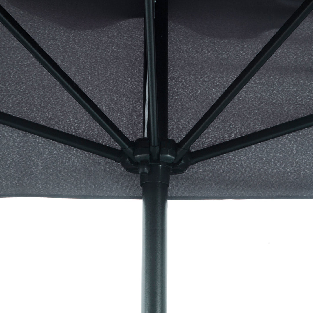 2.3m Half Parasol Semi Round Umbrella Patio Metal Frame Crank Handle for Balcony-- NO BASE INCLUDED, Grey