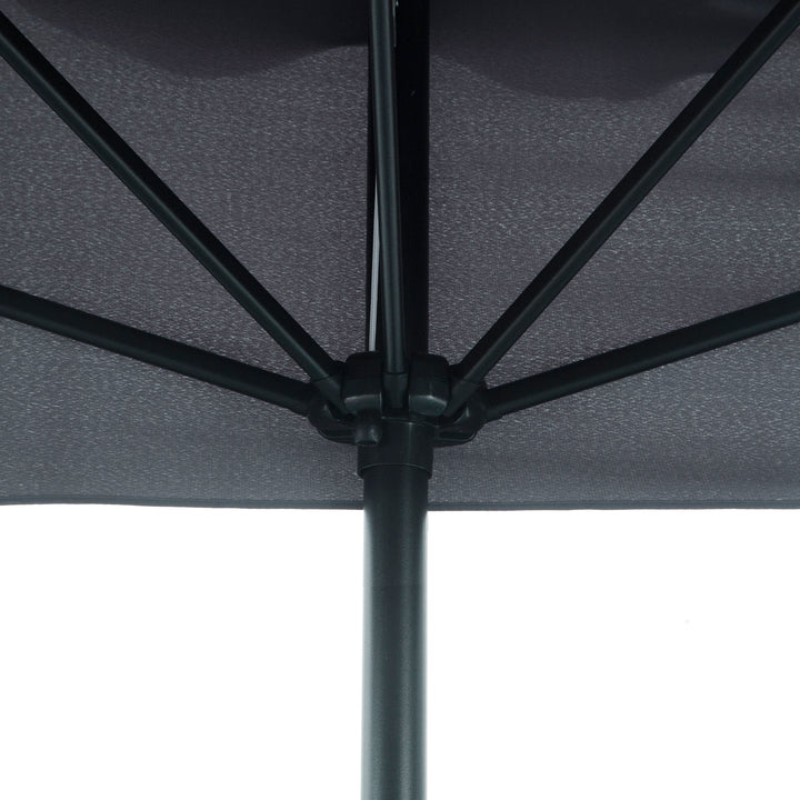 2.3m Half Parasol Semi Round Umbrella Patio Metal Frame Crank Handle for Balcony-- NO BASE INCLUDED, Grey