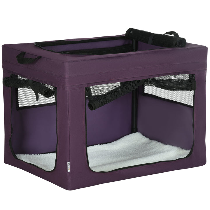 PawHut Portable Dog Carrier Bag, Foldable Cat Carrier, for Miniature and Small Dogs, 69 x 51 x 51 cm, Purple | Aosom UK