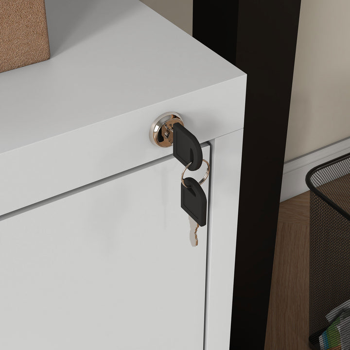 Two-Drawer Modern Steel Filing Cabinet - Cream