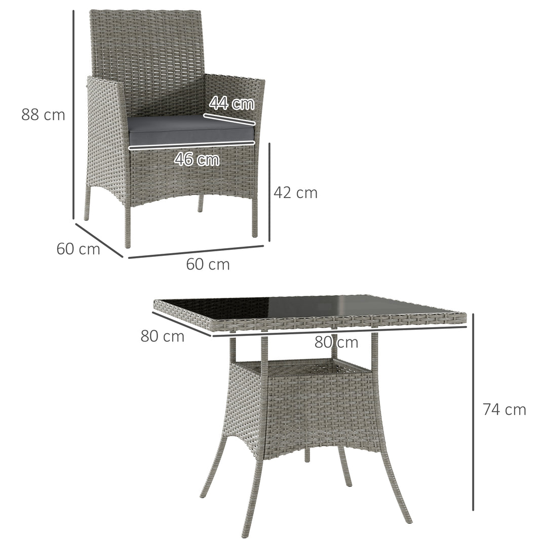Five-Pieces Rattan Dining Set - Light Grey