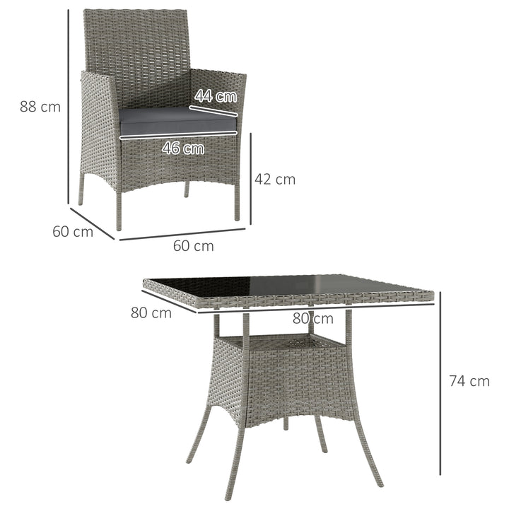 Five-Pieces Rattan Dining Set - Light Grey