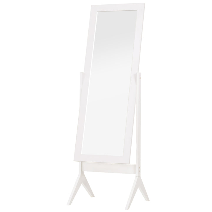 HOMCOM Tall Freestanding Dressing Mirror, Bedroom Full-Length Mirror with Adjustable Angle, 148x47cm, White | Aosom UK