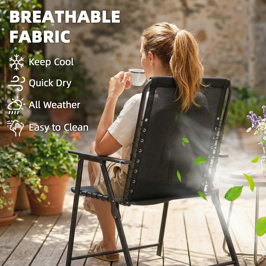 Folding Garden Chairs Set of 4, Outdoor Dining Chairs with Wide Textel