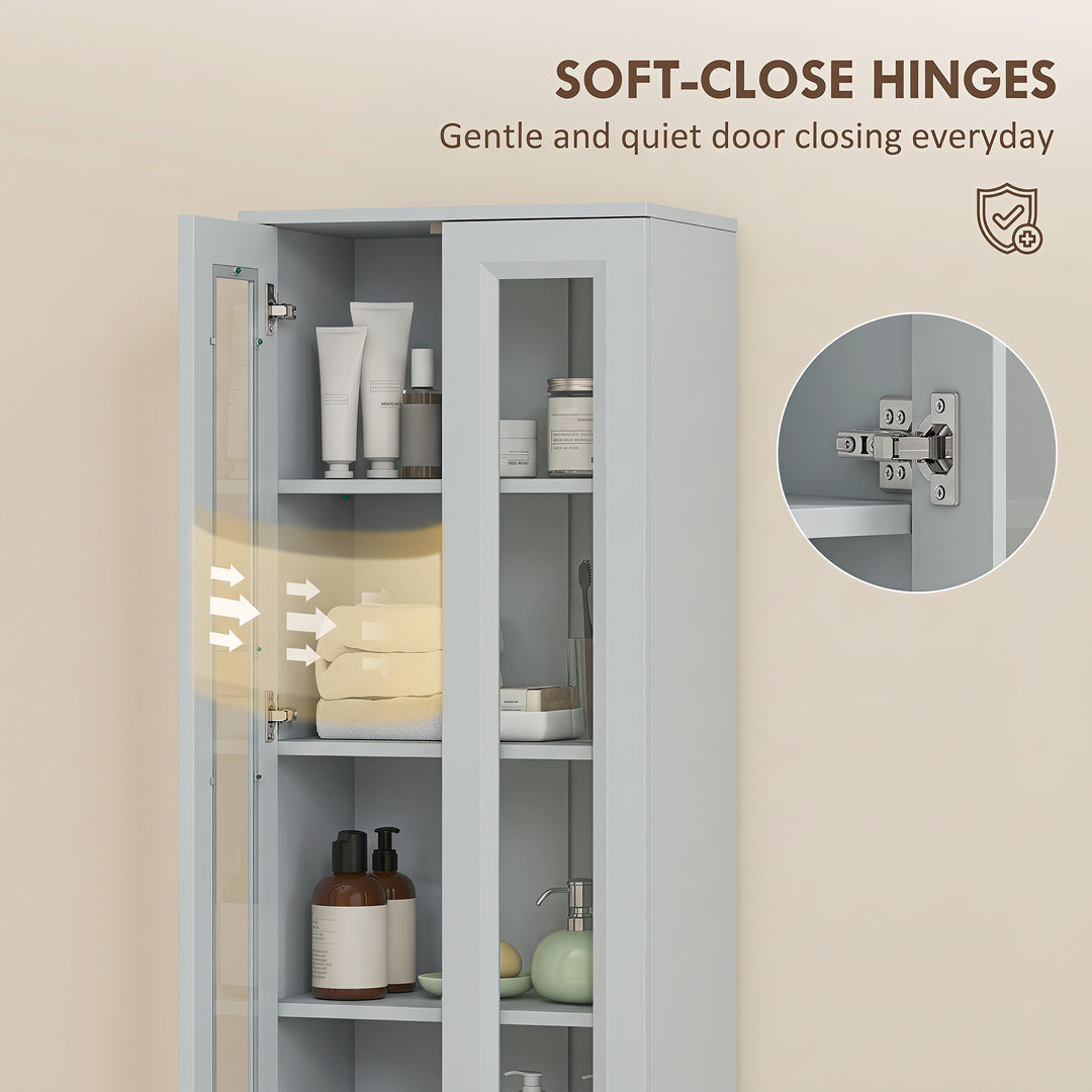 Tall Bathroom Storage Cabinet, 6-Tier Slim Bathroom Cabinet with Adjus