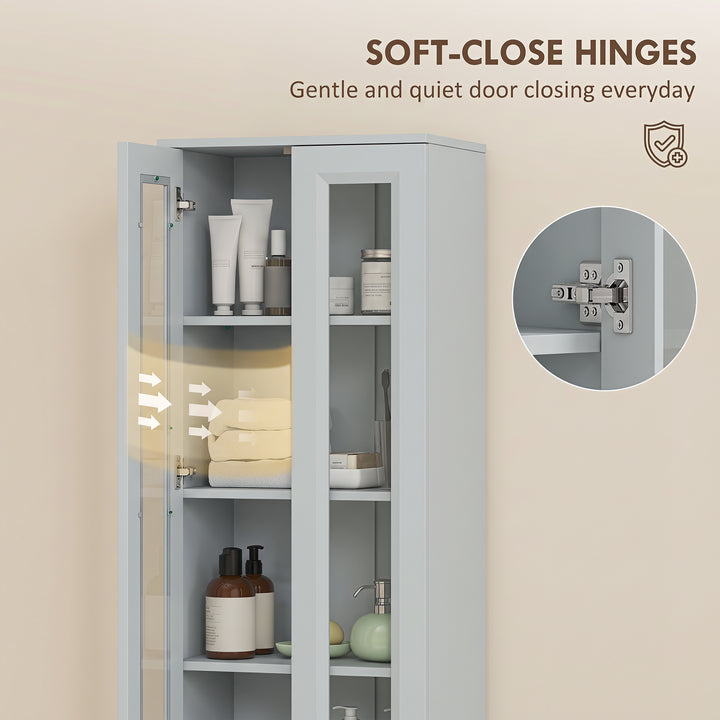 Tall Bathroom Storage Cabinet, 6-Tier Slim Bathroom Cabinet with Adjus