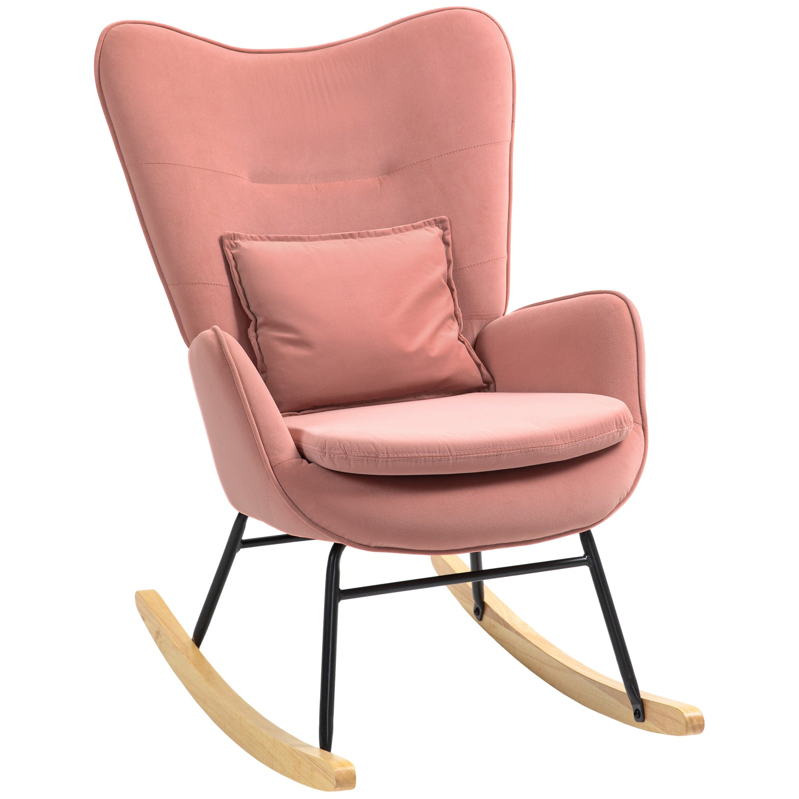 Velvet-Feel Rocking Armchair - Pink
