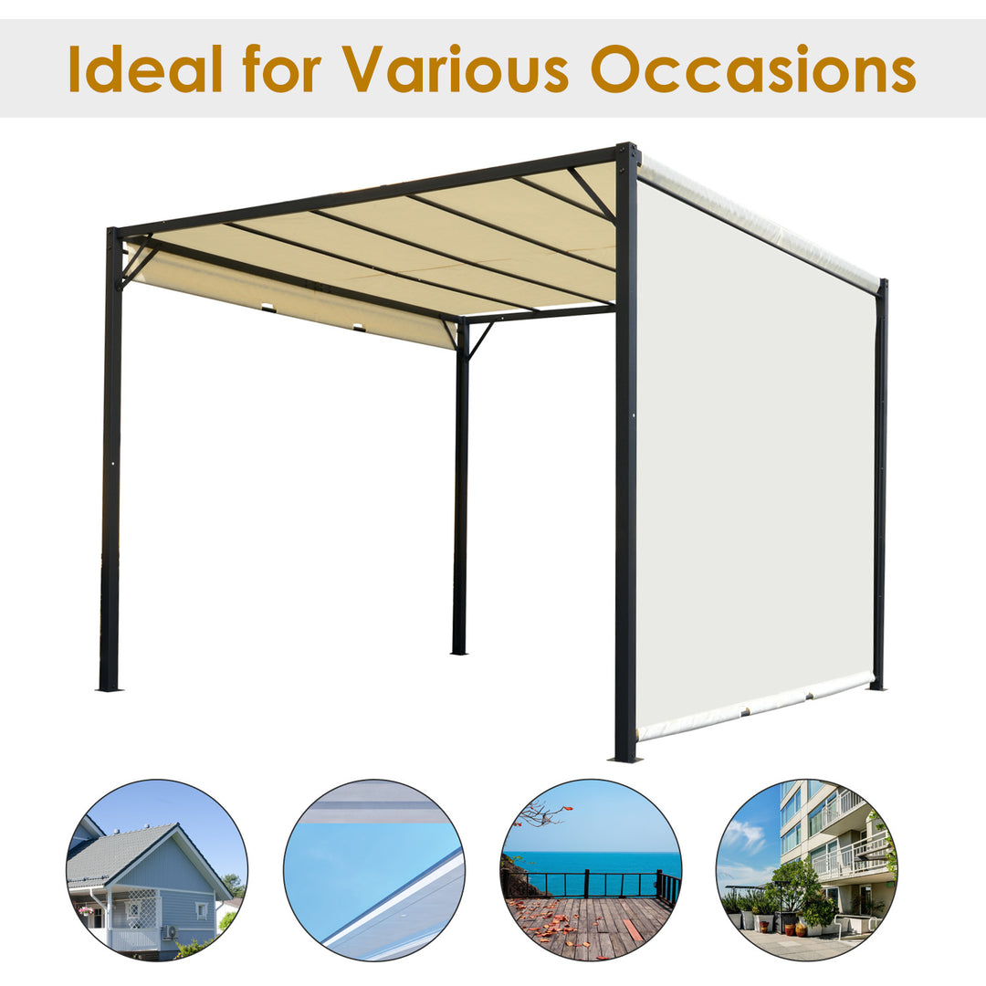 MCL Metal Pergola With Canopy Sliding Pergola Canopy 3Lx3Wx2.3H m Garden Gazebo Party Tent Sun Shelter Cover - Cream White/Black