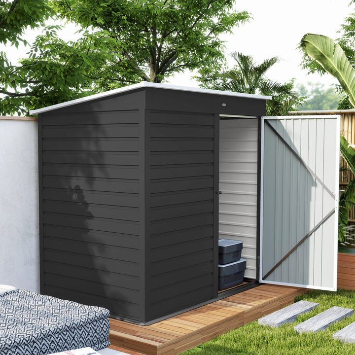 6 x 4ft Metal Garden Storage Shed, Outdoor Tool Storage Shed with Lockable Door and Gloves for Garden, Patio, Dark Grey