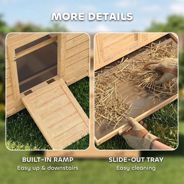 Chicken Coop, Wooden Outdoor Hen House with Nesting Box, Openable Wate