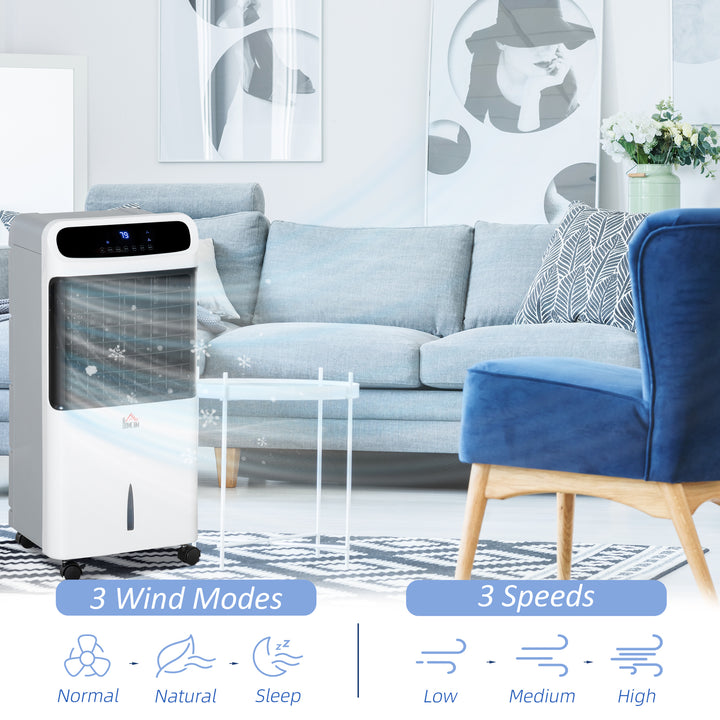 Mobile Air Cooler, 12L Tank Evaporative Ice Cooling Fan Water Conditioner Humidifier Unit with 3 Modes, 3 Speed, Remote, Timer, Oscillating for Home Bedroom