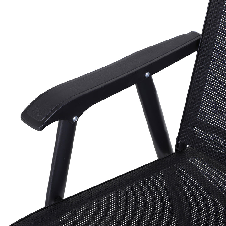 Steel Frame Set of 2 Foldable Outdoor Garden Chairs Black