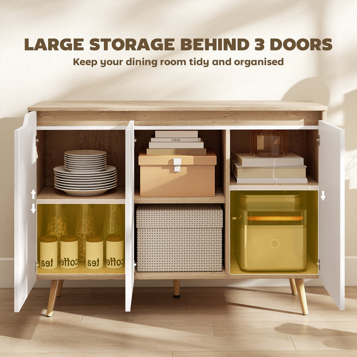Sideboard Storage Cabinet, Kitchen Cupboard with 3 Doors, 2 Adjustable