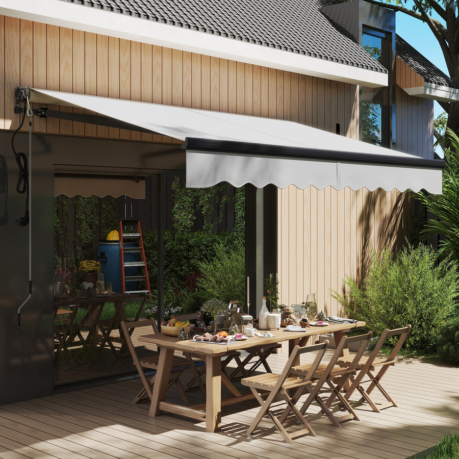 3 x 2.5m Electric Awning with Remote Controller, Aluminium Frame DIY Retractable Awning, UV30+ Sun Shade Canopy for Garden Patio Deck Door Window, Light Grey