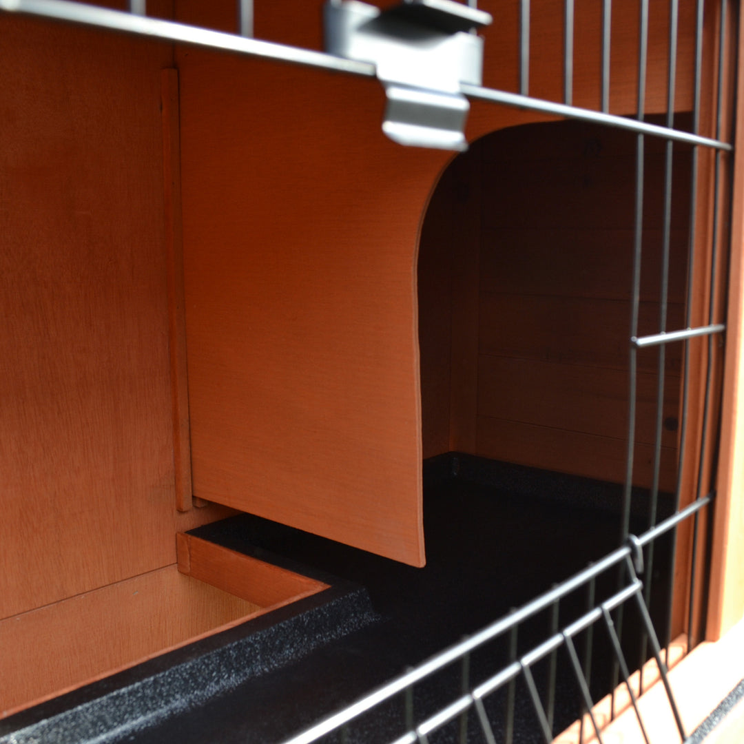 Rabbit Hutch Outdoor Guinea Pig Hutch 2-Tier Bunny Cage with No-Leak Tray 100.5 x 55 x 101 cm