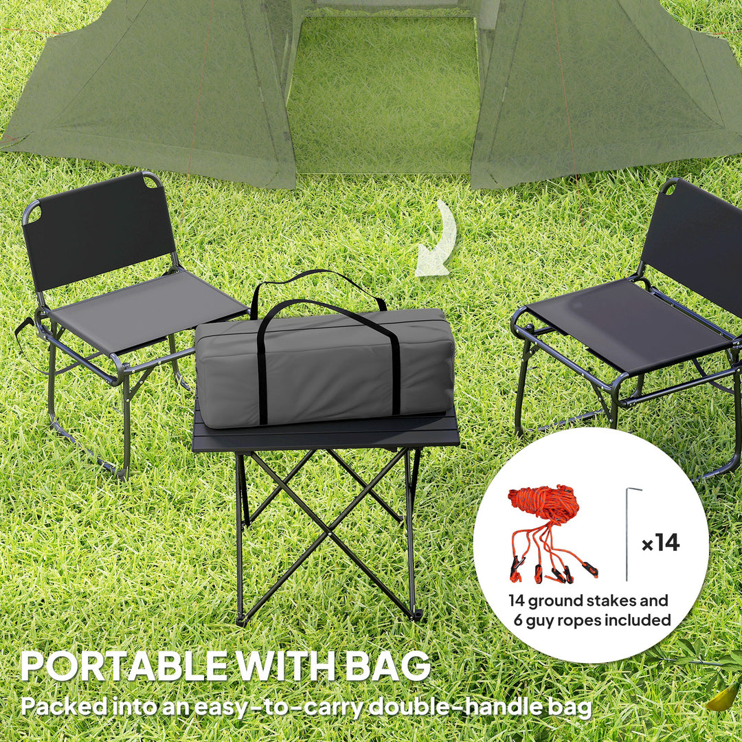 3 Man Camping Tent with Living Area and 2 Bedrooms, 3000mm Waterproof Family Tent with Sewn-in Groundsheet, Portable Dome Tent with Bag for Hiking, Festival, Backpacking, Drak Grey