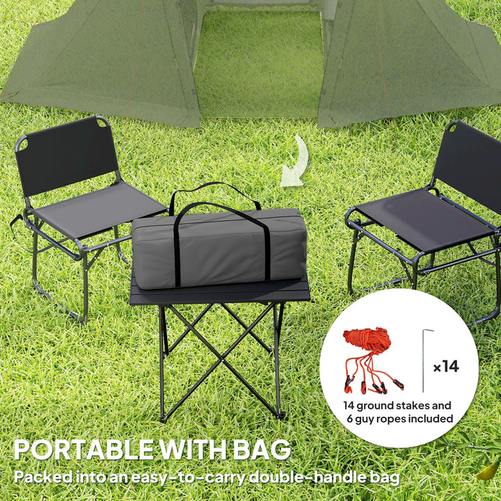 3 Man Camping Tent with Living Area and 2 Bedrooms, 3000mm Waterproof Family Tent with Sewn-in Groundsheet, Portable Dome Tent with Bag for Hiking, Festival, Backpacking, Drak Grey