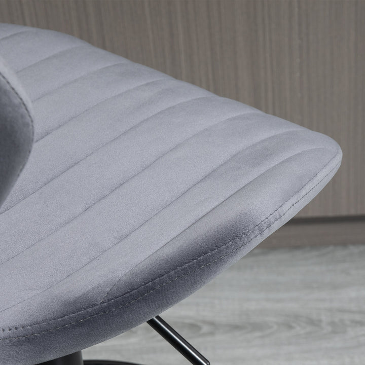 MCL Bar Stool Set of 2 Velvet-Touch Fabric Adjustable Height Swivel Counter Chairs with Footrest, Grey