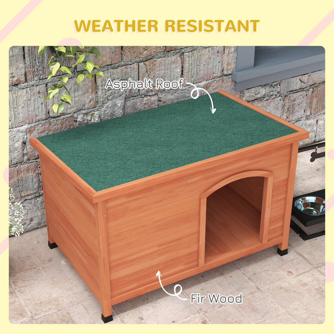 PawHut Dog Kennel Wooden, Outdoor Pet House with Removable Floor & Openable Roof, Water